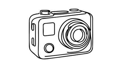 Wall Mural - Action camera one continuous line isolated on white background. Camera for active sports. Ultra HD. 4K.
