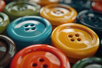 Poster - Close up of a variety of different colored buttons. Perfect for fashion or sewing projects