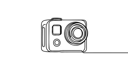 Action camera one continuous line isolated on white background. Camera for active sports. Ultra HD. 4K.