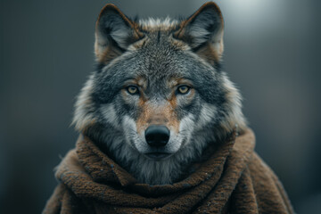 Poster - an anthropomorphic figure donning a wolf's head, signifying teamwork and collaboration in a professi