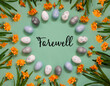 Easter Egg Decoration, Spring Flowers, English Word Farewell