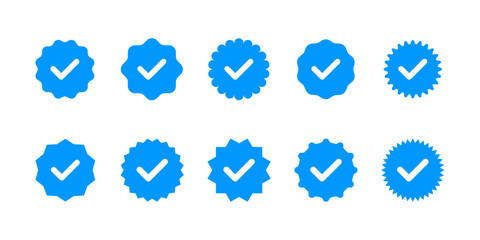 Wall Mural - Badge check icon. Verified badge profile set. Approved icon. Profile verification icon. Accept badge