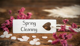 Fototapeta Mapy - Natural Background With Label With Spring Cleaning