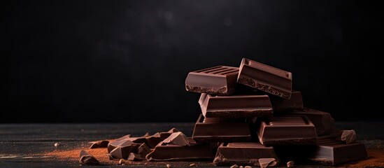 Poster - Chocolate bars and cocoa powder on a table