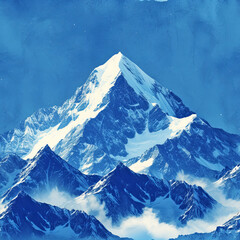 Wall Mural - Seamless Pattern of Misty Mountain Peaks