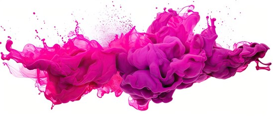 Poster - Pink liquid swirl in clear water against a white backdrop