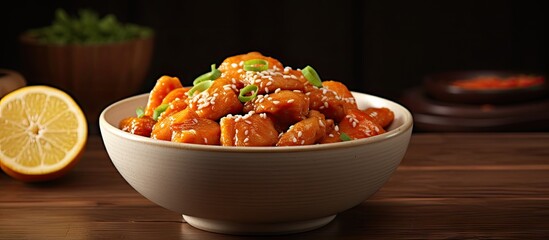 Poster - Bowl of food with lemon and sesame seeds