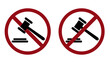 auction law prohibit icon. Not allowed illegal auction. Forbidden crime