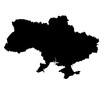 A contour map of Ukraine. Graphic illustration on a transparent background with black country's borders