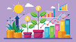 Financial Growth Concept With Coin Plants and Charts