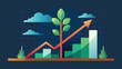 Growing Tree and Rising Graph Illustration on Blue Background