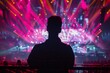 © Artem - Excited performer backstage gazing at the vibrant Eurovision stage encapsulating the anticipation and glamour of the event