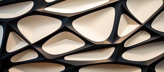Poster - Capturing a detailed view of a wall adorned with numerous white geometric shapes and patterns