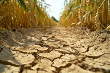 Ripe wheat. Drought. Barley. Corn. cracked ground