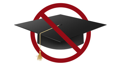 Wall Mural - Education ban prohibit icon. Not allowed graduate hat. Forbidden bachelor