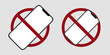 mobile phone ban prohibit icon. Not allowed smartphone