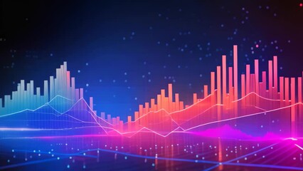 Poster - financial chart on technology abstract background. 3d rendering toned image, Abstract technology background. Big data visualization. Graphic concept for your design, AI Generated