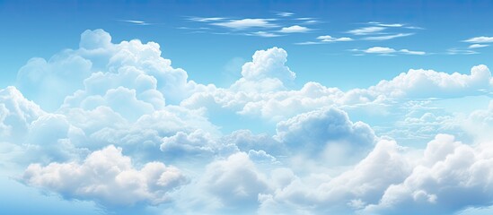 Wall Mural - An electric blue sky with fluffy cumulus clouds creates a stunning natural landscape. The meteorological phenomenon paints a tranquil horizon, inviting the mind to spread its wings and soar