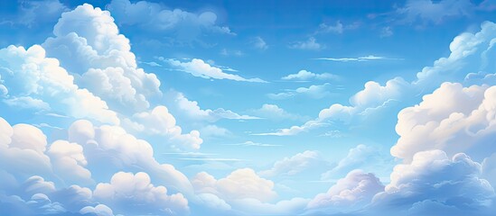 Wall Mural - a natural landscape with a clear blue sky and fluffy white cumulus clouds, creating a picturesque at