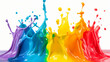 Colorful paint splashing isolated on white, Colored splashes in abstract shape, isolated on white background.