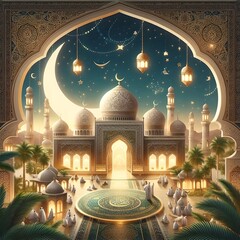 Wall Mural - Eid Mubarak Islamic wallpaper 