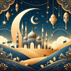 Wall Mural - Eid Mubarak Islamic wallpaper 