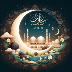 Wall Mural - Eid Mubarak Islamic wallpaper 