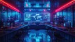 Cyber warfare simulation room, defending against digital threats, solid color background, 4k, ultra hd