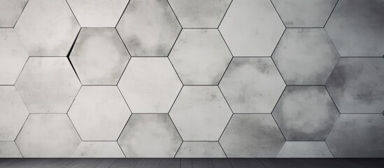 Poster - An image focusing closely on a wall featuring a repeated hexagonal design, creating an interesting geometric pattern
