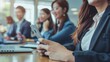 © ThisDesign - Recruiting female candidates for companies, with phones in hand generative ai