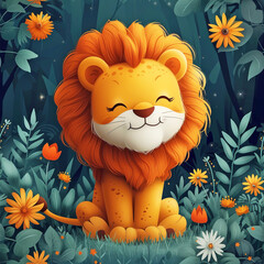 Seamless Lion Pattern for Playful Textile Design