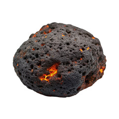 Black volcanic stone isolated on transparent background.