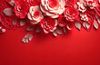 Flower red border background shadow 3d ornament wedding frame wallpaper