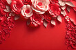 Flower red border background shadow 3d ornament wedding frame wallpaper