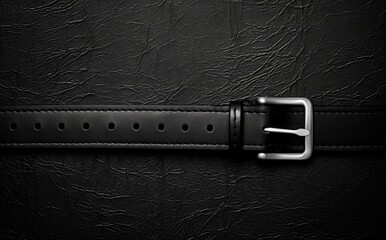 Poster - A black leather belt with a buckle on it. Generative AI.