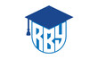 RBY initial letter academic logo design vector template. school college logo, university logo, graduation cap logo, institute logo, educational logo, library logo, teaching logo, book shop, varsity
