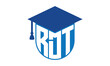 RDT initial letter academic logo design vector template. school college logo, university logo, graduation cap logo, institute logo, educational logo, library logo, teaching logo, book shop, varsity