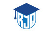 RJQ initial letter academic logo design vector template. school college logo, university logo, graduation cap logo, institute logo, educational logo, library logo, teaching logo, book shop, varsity
