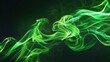Light neon green flowing smoke color on dark background. AI generated image