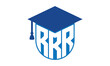 RRR initial letter academic logo design vector template. school college logo, university logo, graduation cap logo, institute logo, educational logo, library logo, teaching logo, book shop, varsity