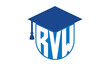 RVW initial letter academic logo design vector template. school college logo, university logo, graduation cap logo, institute logo, educational logo, library logo, teaching logo, book shop, varsity