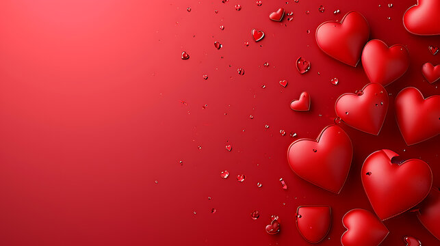 3D red heart on a pastel red backdrop, with ample space for text. Perfect for creating Valentine's Day greeting cards, invitations, posters, and banners.
