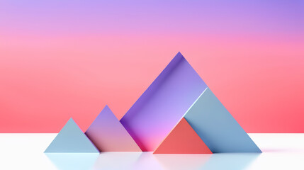 Sticker - Pink and Blue Abstract Background With Three Triangular Shapes