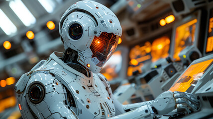 Poster - Cutting-edge automation: Futuristic robot illustrates efficient workflow.