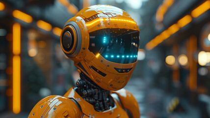 Poster - Futuristic android model: Innovation in robotics concept.