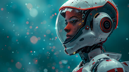 Poster - Innovative robotics: Humanoid robot in futuristic animation sequence.