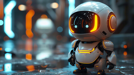Poster - Diminutive digital friend: Tiny robot baby, animated marvel.
