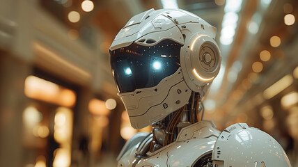 Poster - Technological evolution: Model of android robot, futuristic concept.