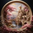 Creation of a paradisiacal world with pastel landscapes
