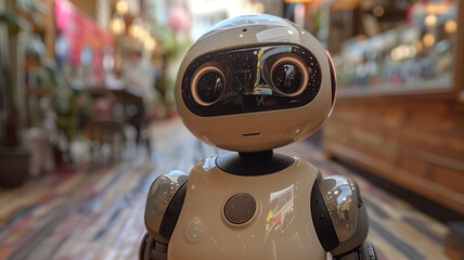 Poster - Robotic companion: Tiny baby robot, animated model of mechanical marvel.